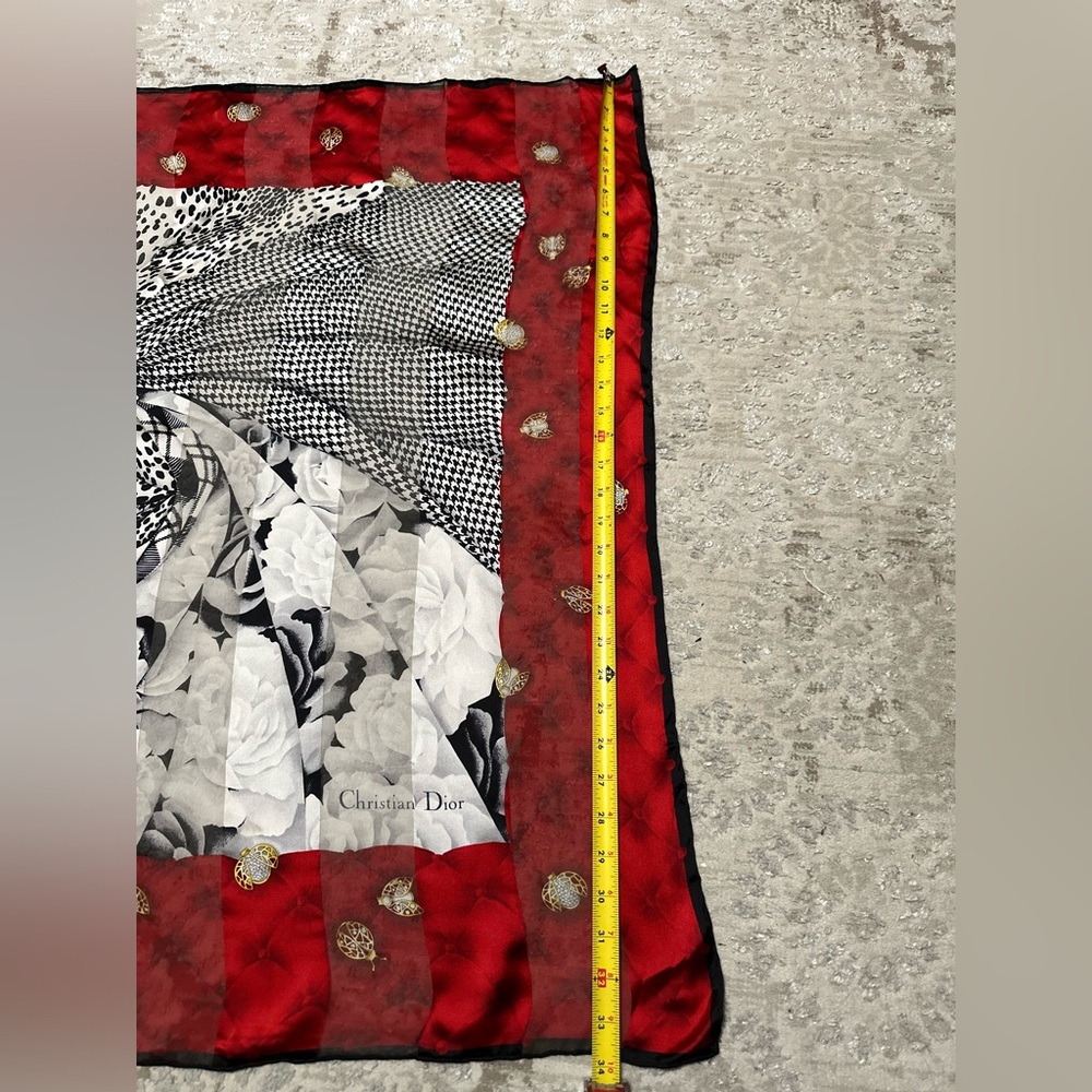 Christian Dior Red and Black Collage Scarf - Picture 5 of 9